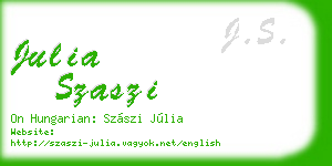 julia szaszi business card